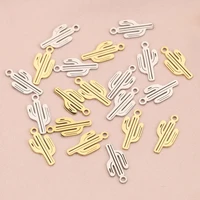 10pcs 817mm gold cactus stainless steel charms jewelry making pendants for cute bracelet diy earring accessories necklace