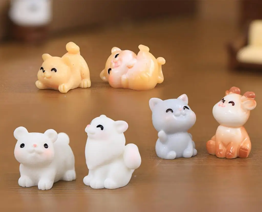 

Kawaii Resin 3D Cartoon Animal Rabbit Lion Pig Diy Home Decor Miniature Fairy Garden Decoration Dollhouse Accessories