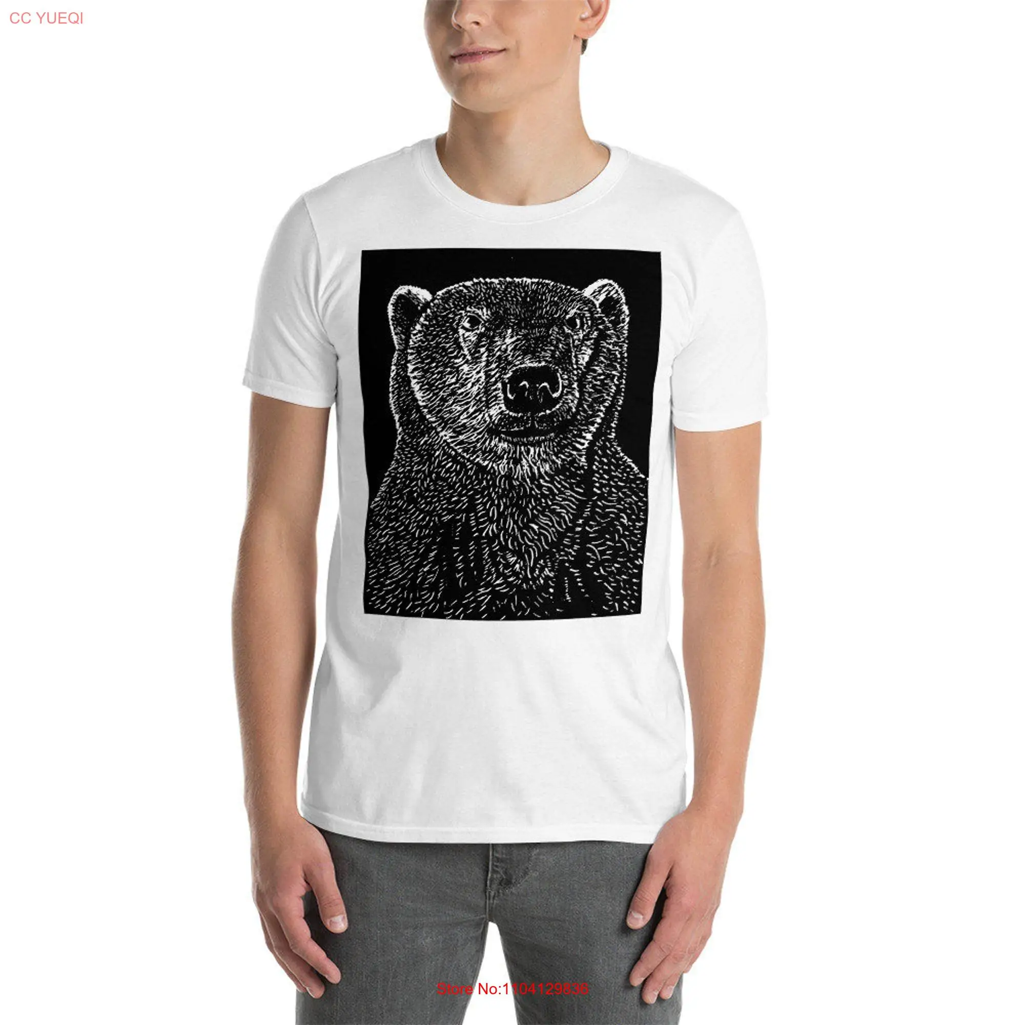 Футболка с длинным или коротким рукавом и изображением белого медведя