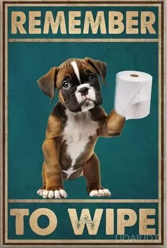 Плакат Vntge Boxer Dog Metl Sgn Remember To Wpe Unny Broom Tn Sgns Lovers Retro Plque Wll Decor Gt или Home Ktchen Oce Cl