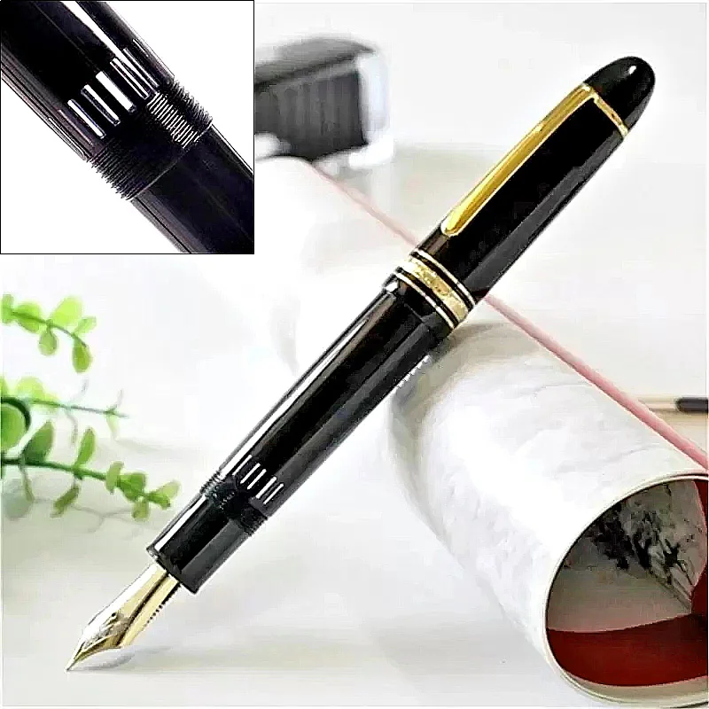 

MSS Luxury Piston Filling MB-149 Fountain Pen Black Resin And Classic 4810 Gold-Plating Nib With Serial Number & View Window