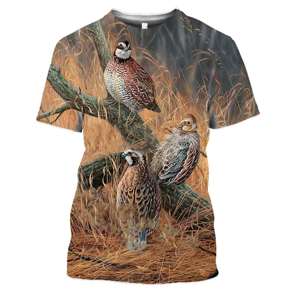 

3D Print Harajuku T-Shirt Summer Animal Hunting Partridge Bird Fashion Casual Men tshirt Chukar Short sleeve Streetwear Unise