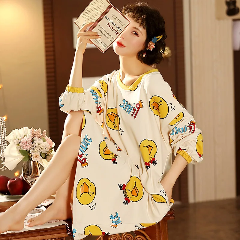Spring and Autumn New Women's Nightdress Long Sleeve Sweet Home Service Sexy Nightwear Sleep Tops Sleepwear Women Night Gown