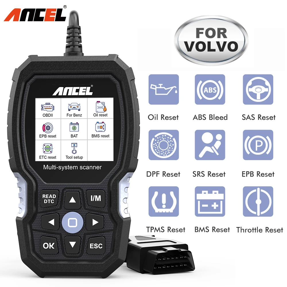 

ANCEL VOD700 OBD2 Scanner ABS Bleeding Injector Oil ETC BMS EPB TPMS DPF Reset for VOLVO Code Reader Car Diagnostic Scan Tool
