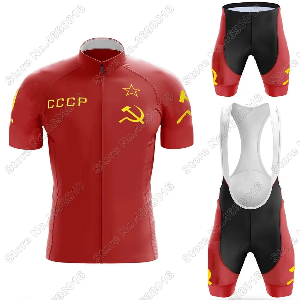 

Командный комплект из Джерси CCCP 2022, мужская красная одежда для велоспорта, топы для гоночного и дорожного велосипеда, костюм, велосипедные ш...