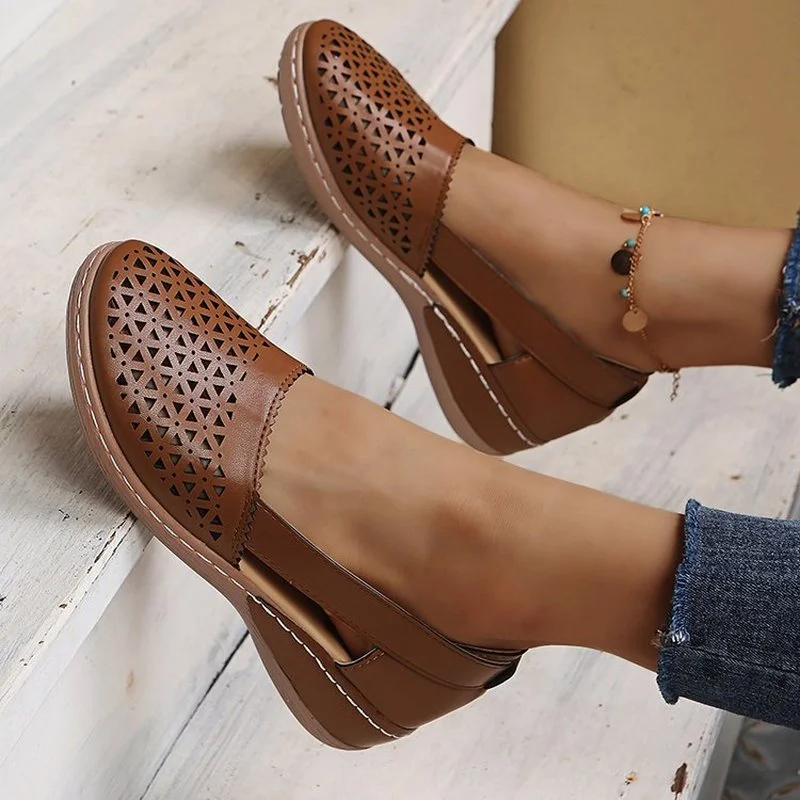 

Summer Women Sandals Flat Round Toe Retro Slipper Retro Mary Jane Comfortable Shoes Designer Slides