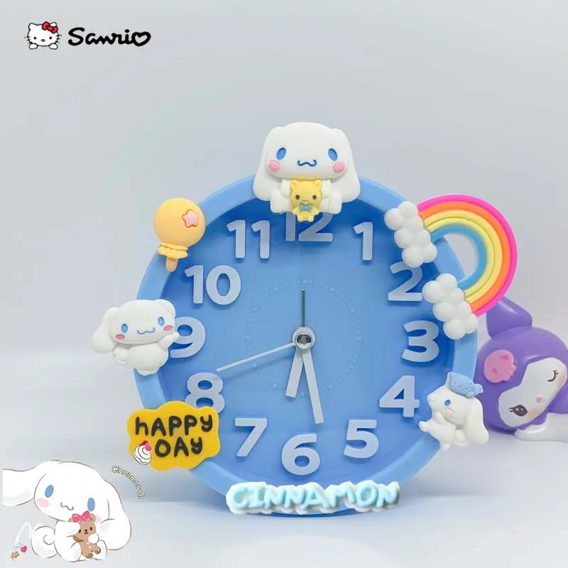 Cartoon Creative Children Alarm Clock Fashion Sanrio Cinnamoroll Kuromi Desktop Bedroom Clock Decoration Kids Birthday Gifts
