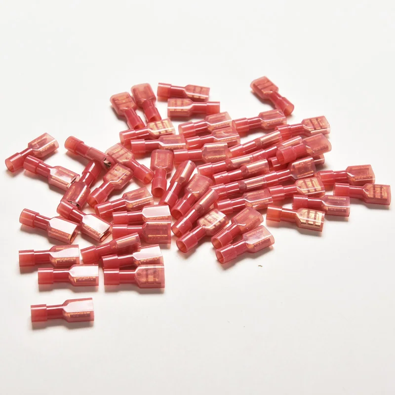 

50 шт. красный женский изолированный электрический соединитель обжимная Клемма для 22 ~ 16 AWG, аудио проводка