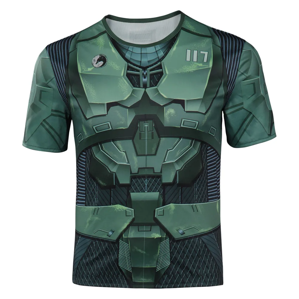 

Master Cos Chief John 117 Cosplay Costume 3D Print T-shirt Short Sleeve Shirt Halloween Carnival Suit