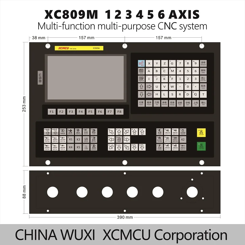 XCMCU XC809M 1 ~ 6 осевой USB-контроллер движения с ЧПУ FANUC, Поддержка G-кода, автономное фрезерование, сверление, подача