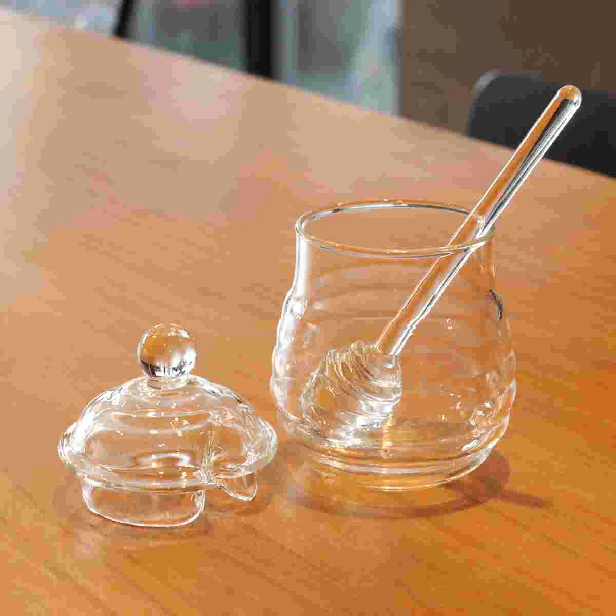 

250 Ml Honey Pot Dipper Mixing Spoons Honey Jar Dipper Clear Jars Jam Set Dispenser Kitchen Storage Containers Glass Jars Lids