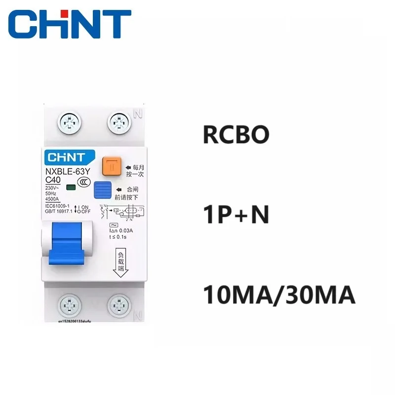 

CHINT NXBLE-63Y 6A 10A 16A 32A 63A 10MA 30MA 0.01A 0.03A RCBO 1P+N Автоматический выключатель остаточного тока с защитой от утечки