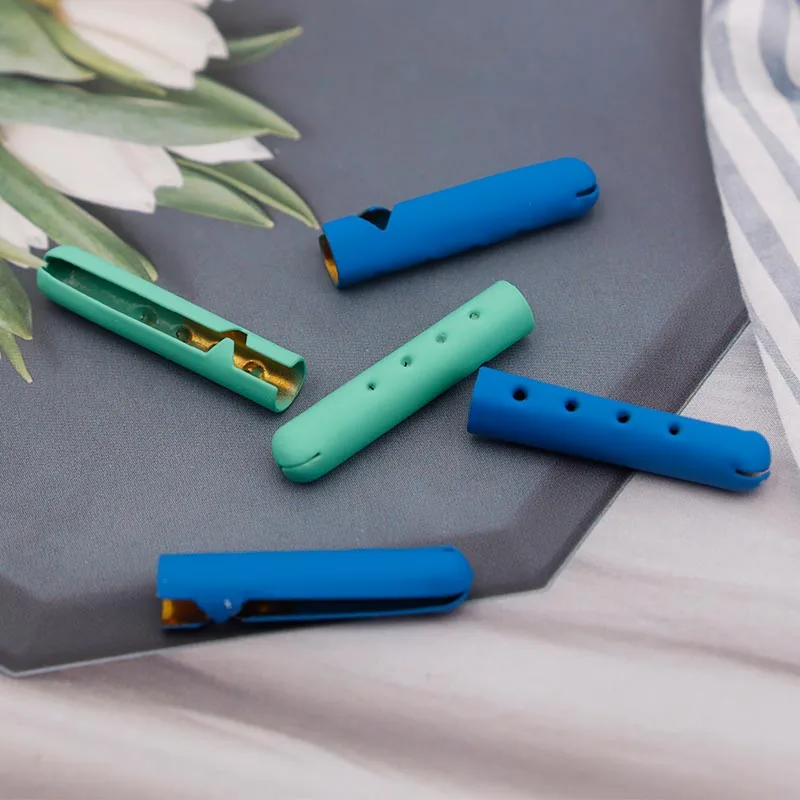 

100pcs Wholesale Coolstring Decorative Aglets 22*4.3MM Anti Paint-Peeling Premium Metal Tips Blue Pinegreen Skin Feeling Lacends