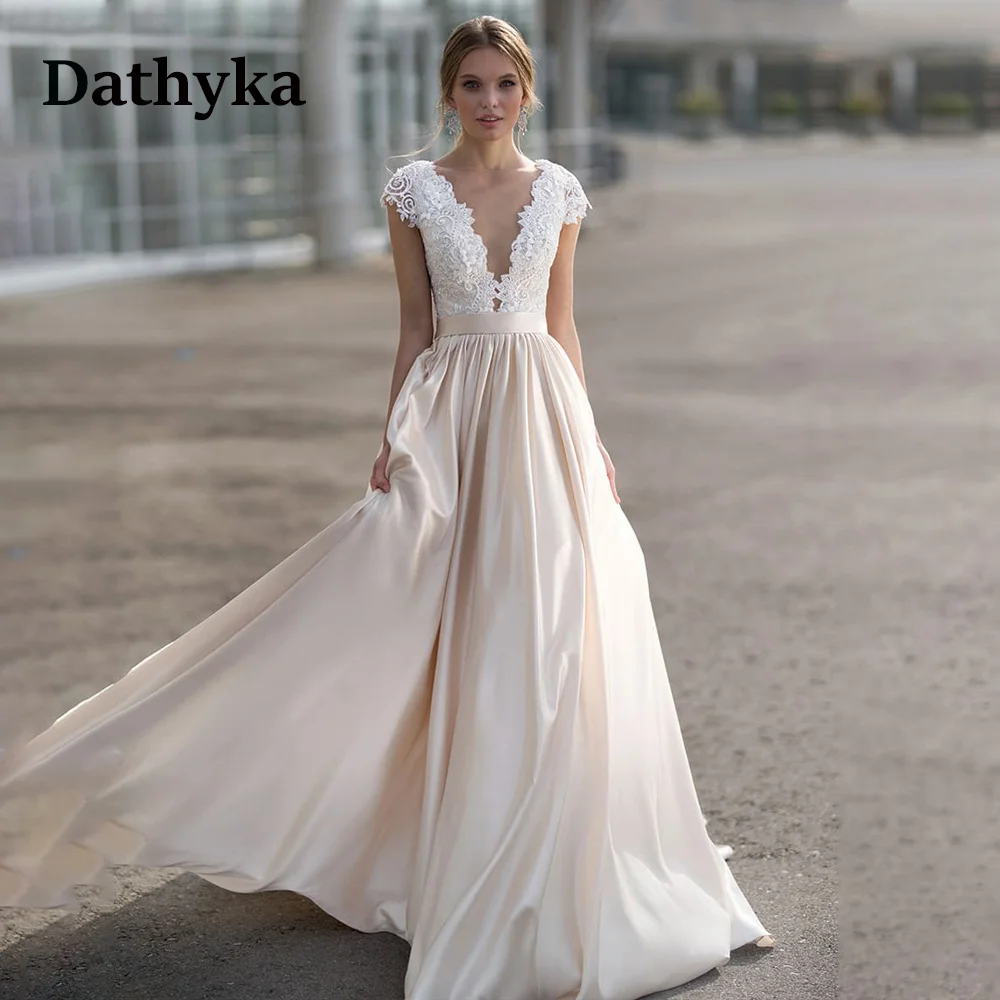 

Dathyka Floral Print Wedding Dresses For Bride Sheath Belt Appliques Floor-Length Simple Lace Sleeveless Off the Shoulder