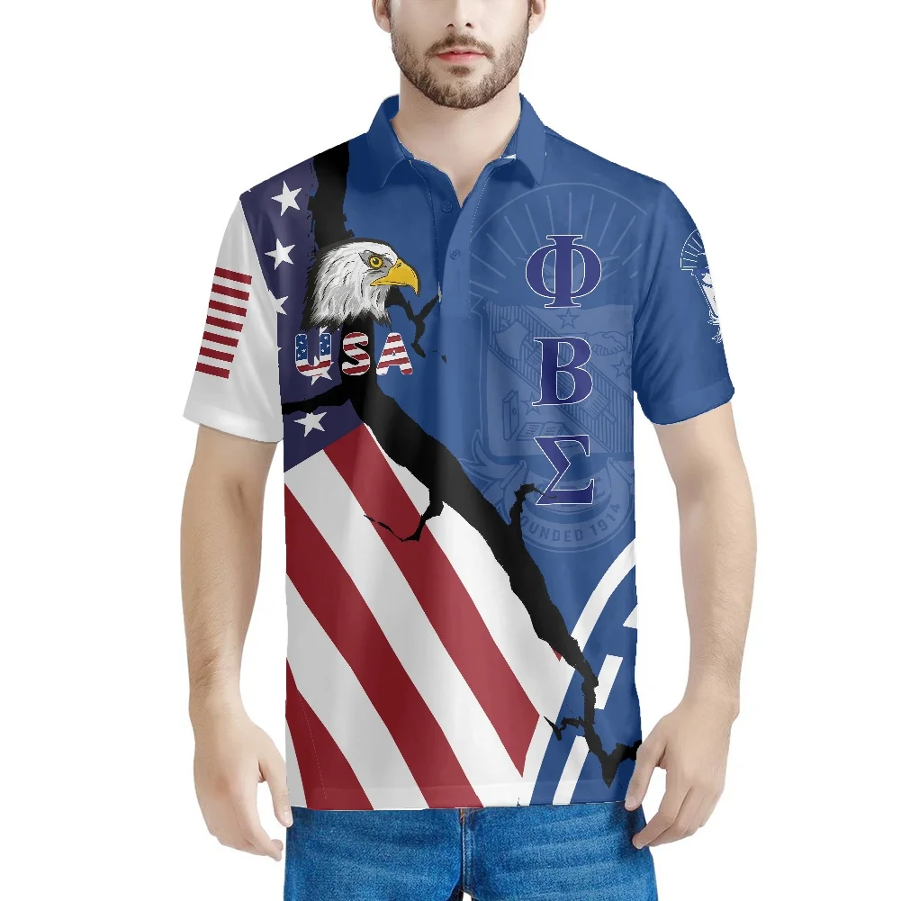 American Flag Eagle Pattern USA Shirt OEM Wholesale Polo T-shirt Pullover Sportswear Factory Price Europe America Golf Apparel |