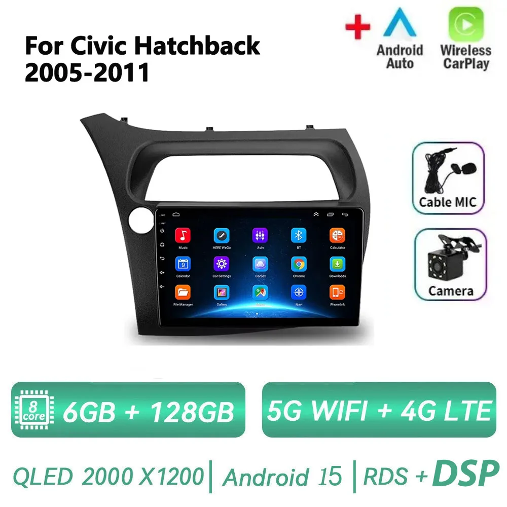 

Android 15 для Honda Civic Hatchback 2006-2011 8-ядерный автомобильный радиоприемник, мультимедийный плеер, навигация, 2 Din, стерео DVD, головное устройство, динамик