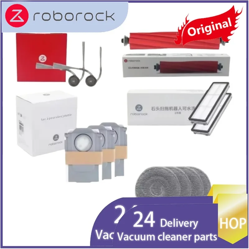 Фото Оригинальный комплект дополнительных аксессуаров Roborock Qrevo S Pro QV35A QV35S - резиновая щетка, основная/боковая щетка, насадка для влажной уборки, мешок для сбора пыли №2