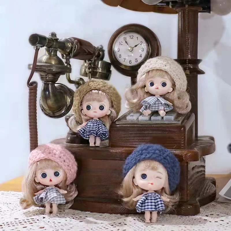 

Kawaii Pocket Doll with Clothes Outfit Dress Surprise 1/12 Baby Bjd Dolls Figure Action Toys for Girls Gifts 14x7.5x19cm