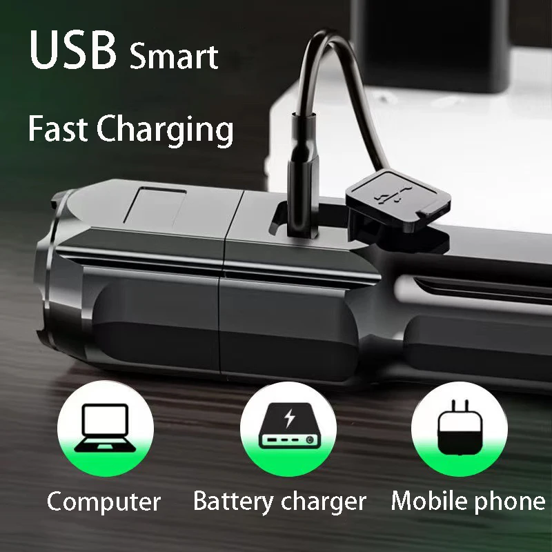 Белый лазерный фонарик LEP 4999 м встроенный аккумулятор 18650 быстрая зарядка через USB