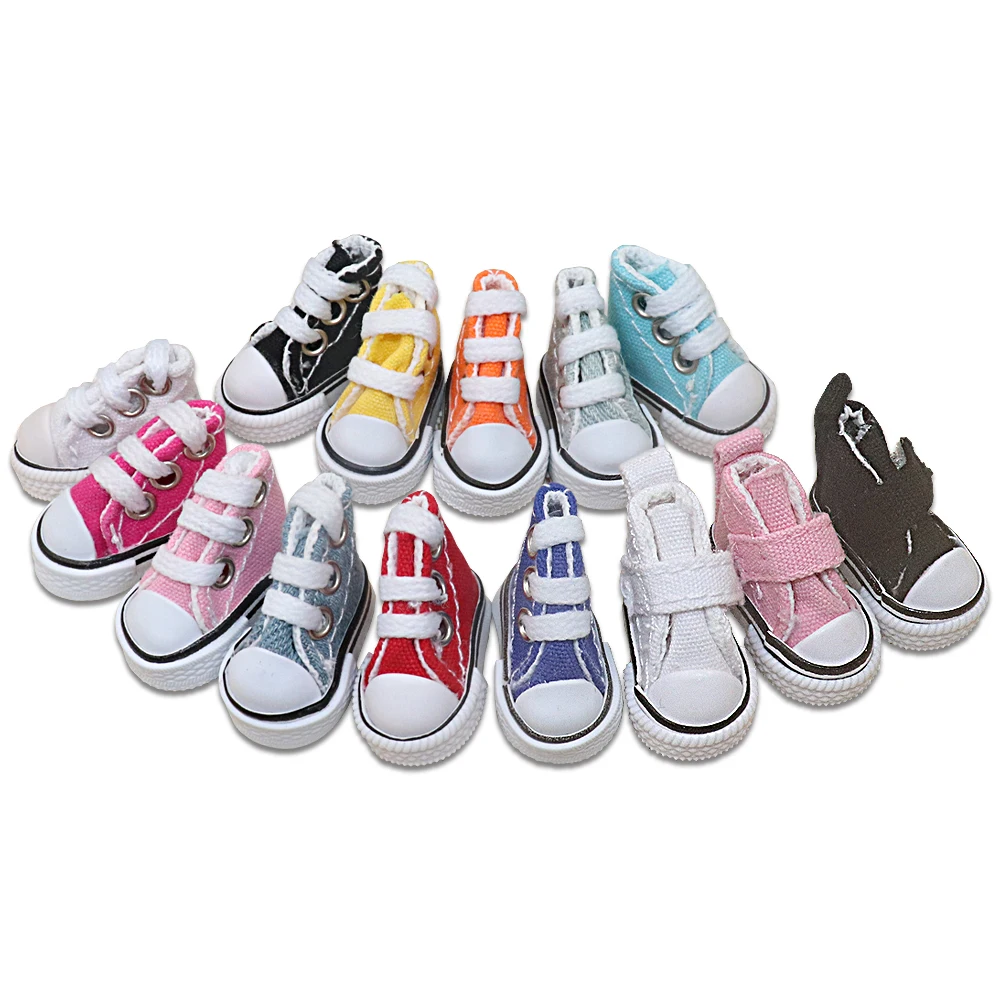 

Doll Shoes 3.5cm*2cm*3cm for Bryc Dolls Mini Flat Canvas Sneakers for 1/8 16cm 6inch BJD Finger Dance Shoes Toys