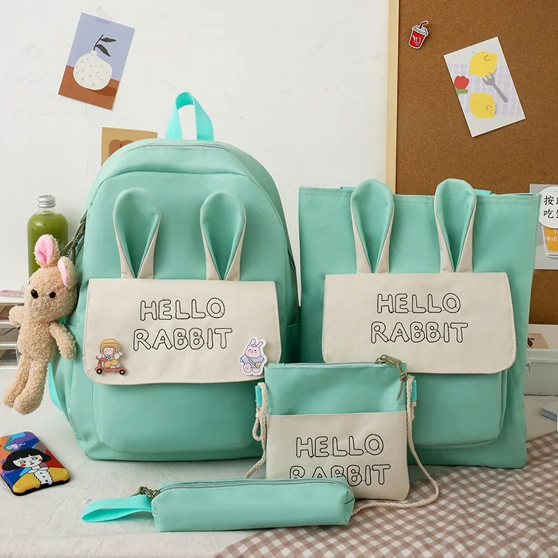 4 piece set Casual Backpacks Cute School Bags For Teenager Girl Women Backpack Fashion Nylon Shoulder Bags For Teenager Mochilas