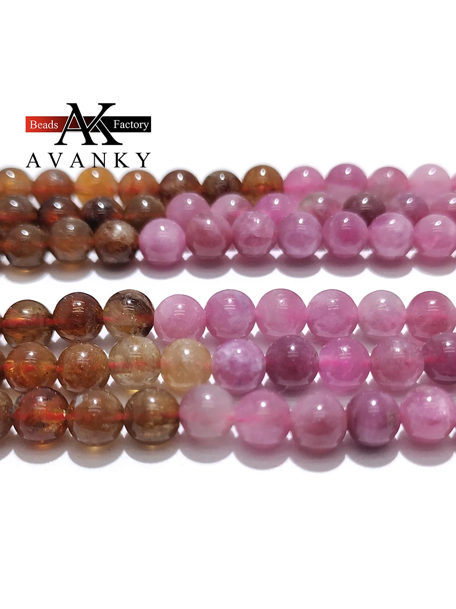 3A Natural GemStones Round Colorful Tourmaline Angel Beads 15 Inches Select Size 5MM Jewelry For Bracelet Necklace Making 5mm