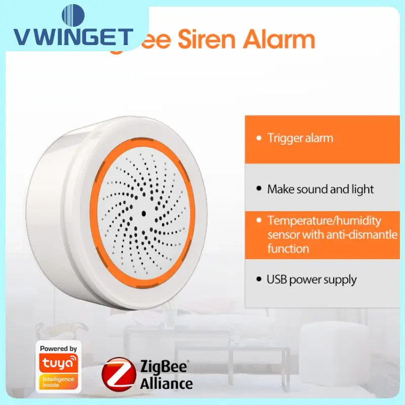 

Индикатор Tuya Zigbee Siren, ГГц, фотодатчик температуры и влажности, звуковой датчик, сирена безопасности дома 3 в 1, датчик 90 дБ