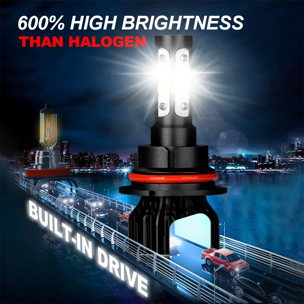 Светодиодная фара Canbus 9007 автомобильная лампа 6000K HiLo Beam 4 стороны CHip для Ford Crown Victoria