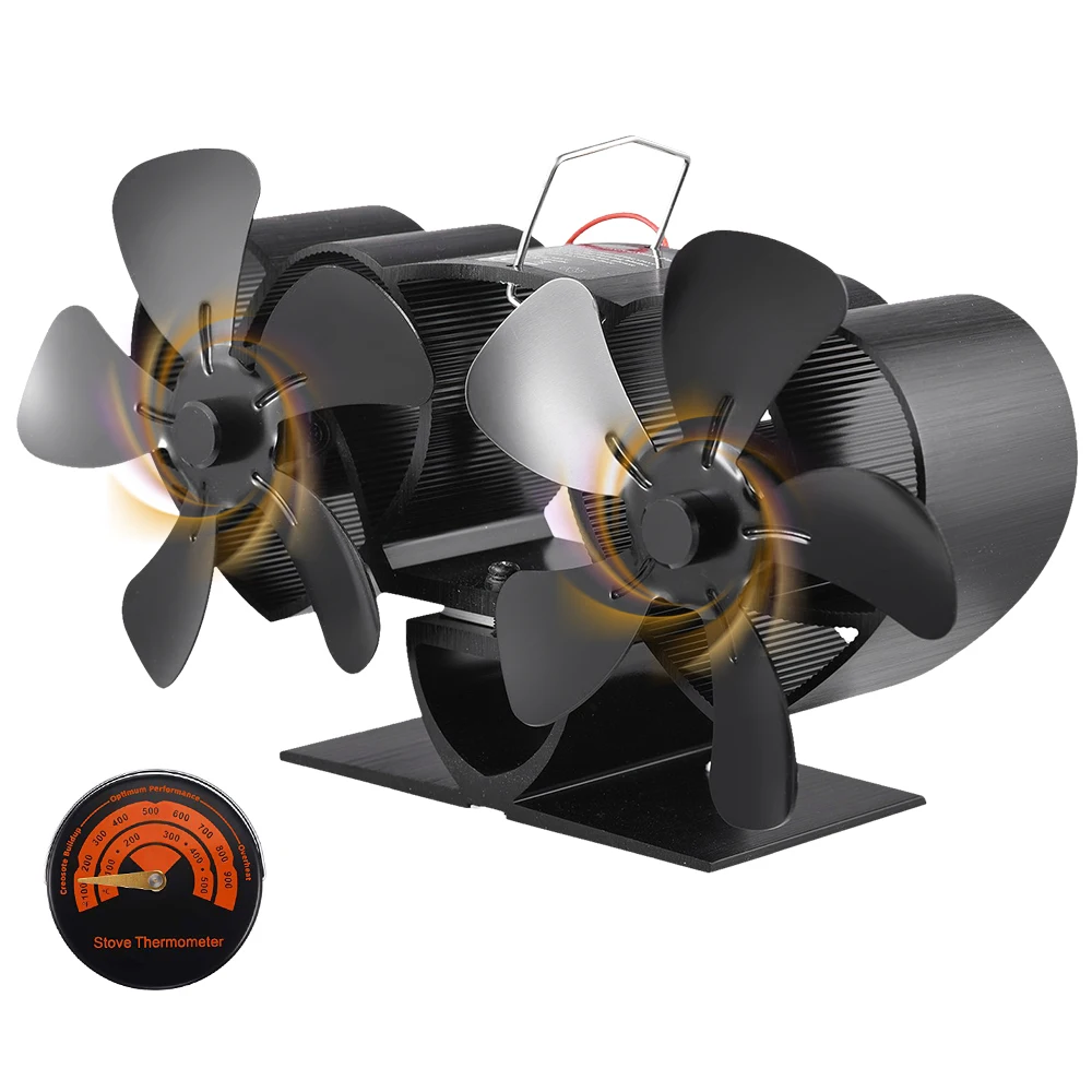 

Dual-motor Stove Fan Home 10 Blades Heat Powered Stove Fan Fireplace Fan Non-Electric Heater for Wood Burning Stove Burner