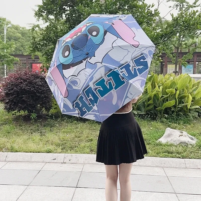 

Disney Lilo & Stitch Kawaii Sunumbrella Cartoon Umbrella Uv Protection 3 Folding Portable Sunshade For Women And Children