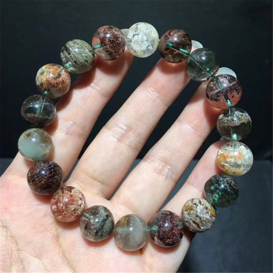 

11mm Natural Colorful Phantom Quartz Bracelet For Women Men Reiki Gift Crystal Beads Stone Rare Gemstone Strands Jewelry AAAAA