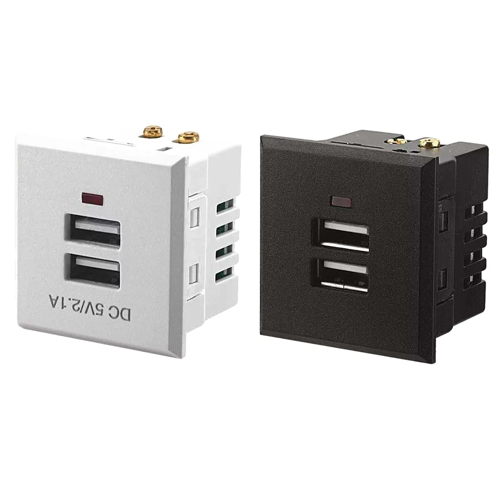 

5V 2.1A Dual USB Power Socket Embedded Dual USB Desktop Receptacle DC Charging Power Panel Module Outlet Flameresistant Material
