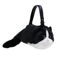 mini plush cat bag fur design chain crossbody bag black and white shoulder cat bag plush dolls tote girl handbag women cute bag