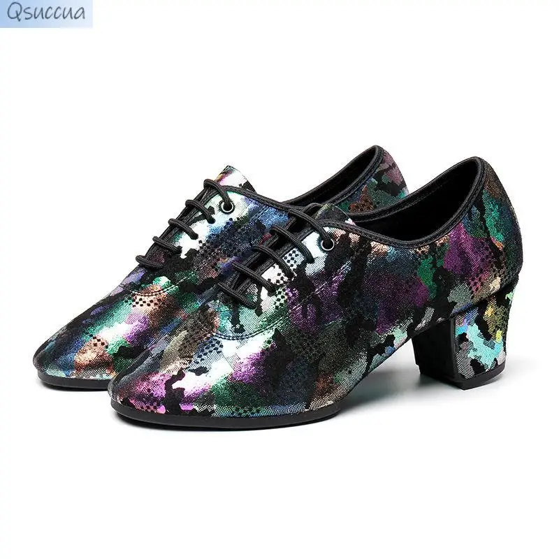 Туфли для латиноамериканских танцев натуральная кожа мягкая подошва высокий