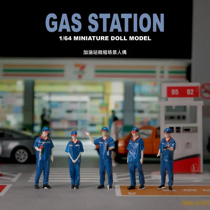 

Diorama 1/64 Scale Figurines Model Gas Station Attendant Collection Miniature Hand-painted SCJ