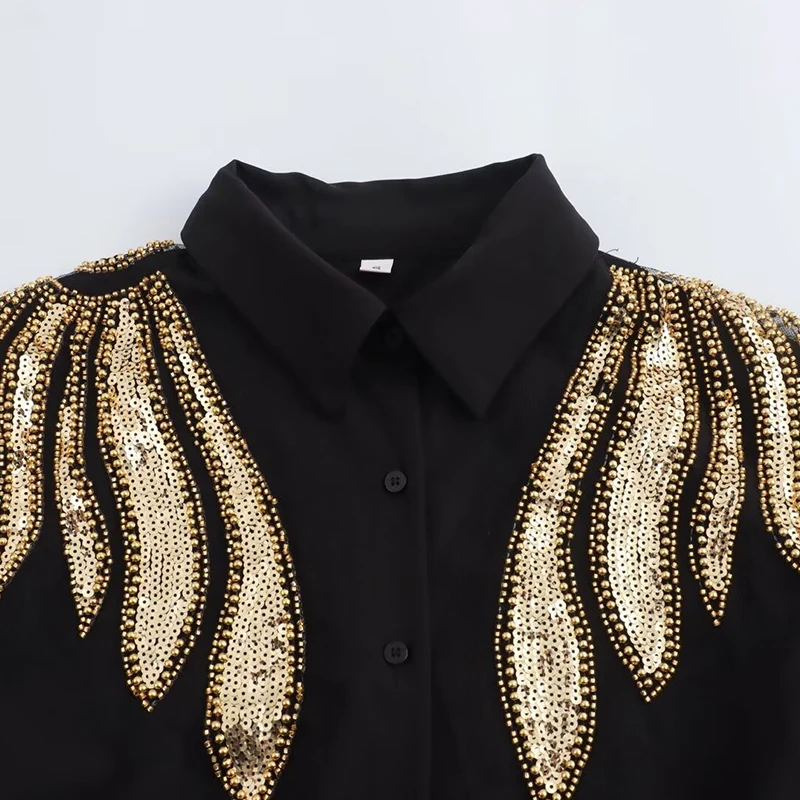 Дизайнерская рубашка с блестками и крыльями на плечах мистические свободные