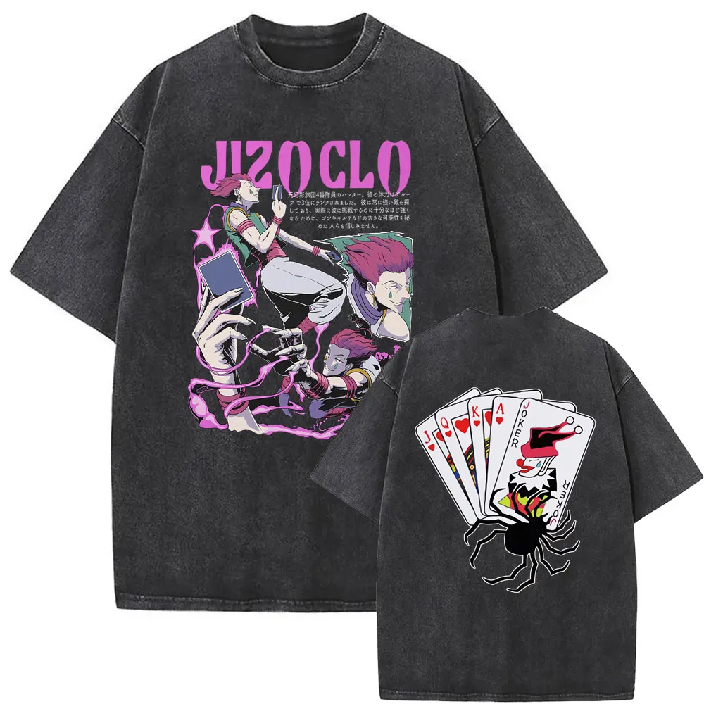 

Washed Vintage Japanese Anime Hunter X Hunter T Shirts Hisoka Manga Graphic Print Tshirt Male Tops Men Casual Oversized T-shirt
