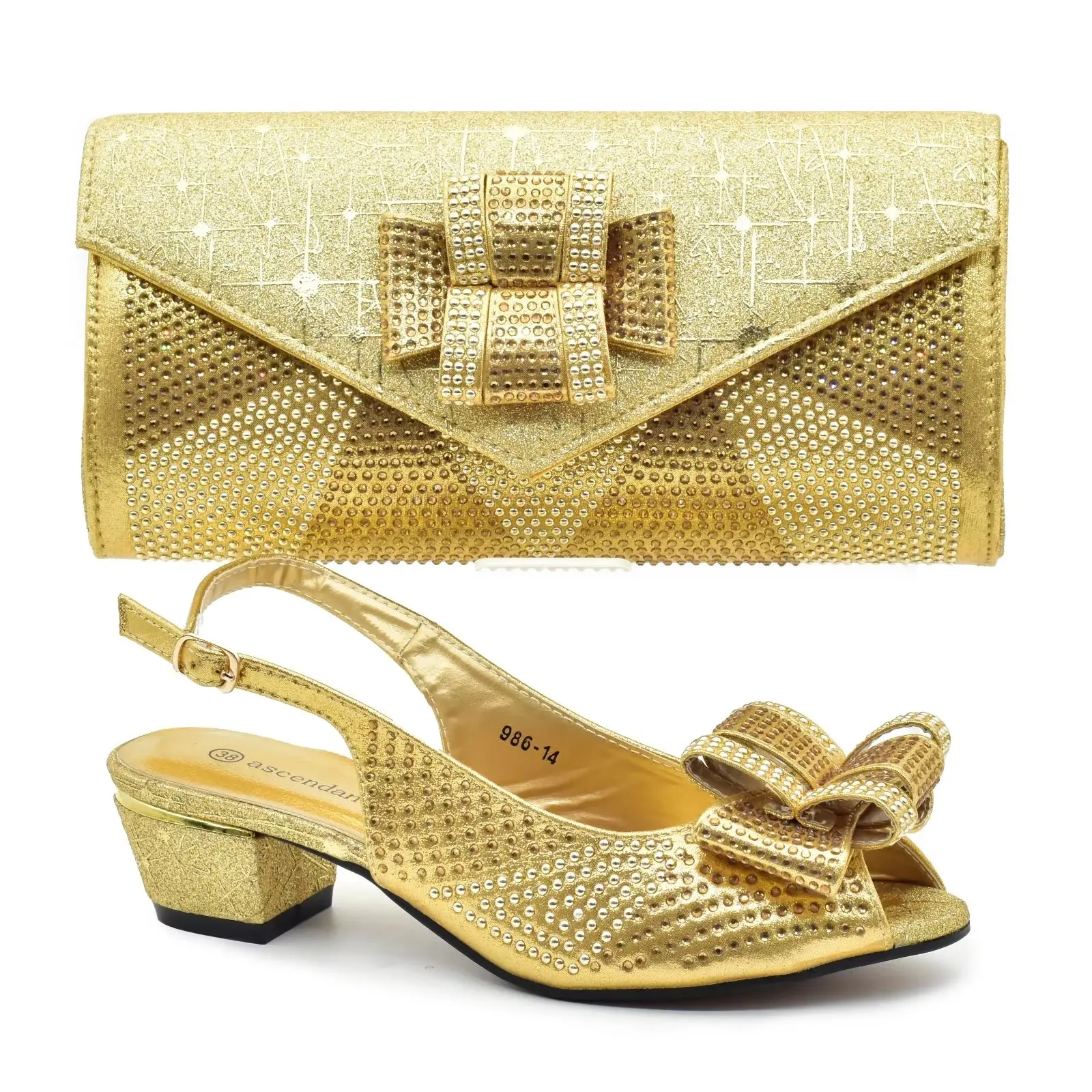 

Doershow Новое поступление, африканская Свадебная искусственная Золотая Итальянская обувь с подходящими сумками, нигерийская Женская искусственная кожа