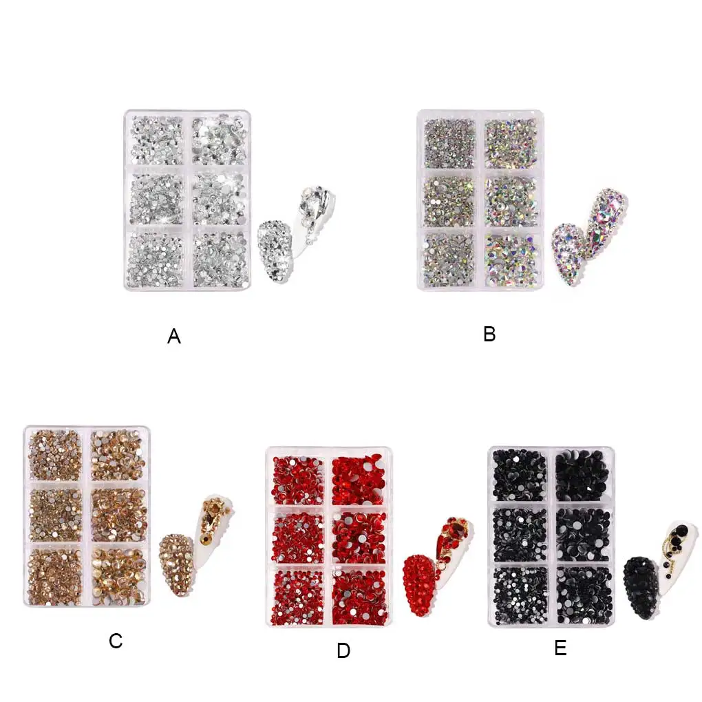 

1 10 кристаллов для ногтей 6 коробок с плоским дном стеклянные разноцветные стразы с плоской задней стороной для ногтевого дизайна набор «сделай сам» для украшения обуви