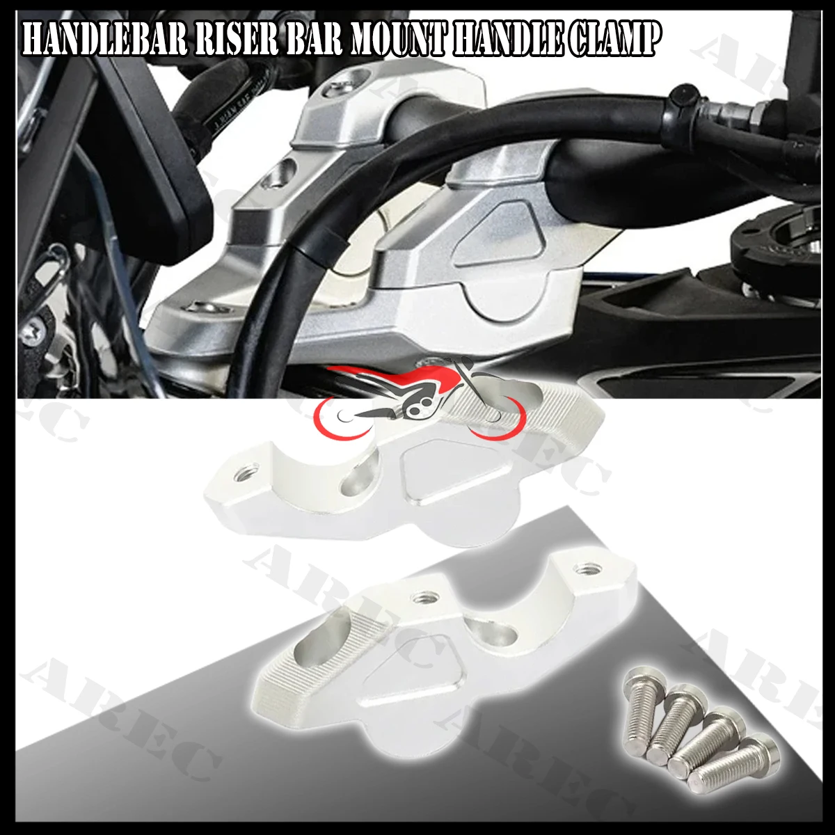 Фото Мотоциклетный серебристый комплект зажимов для руля с ЧПУ для BMW R1300 GS R1300gs R1300GSA R1300GS Adventure 2023-2025 №3