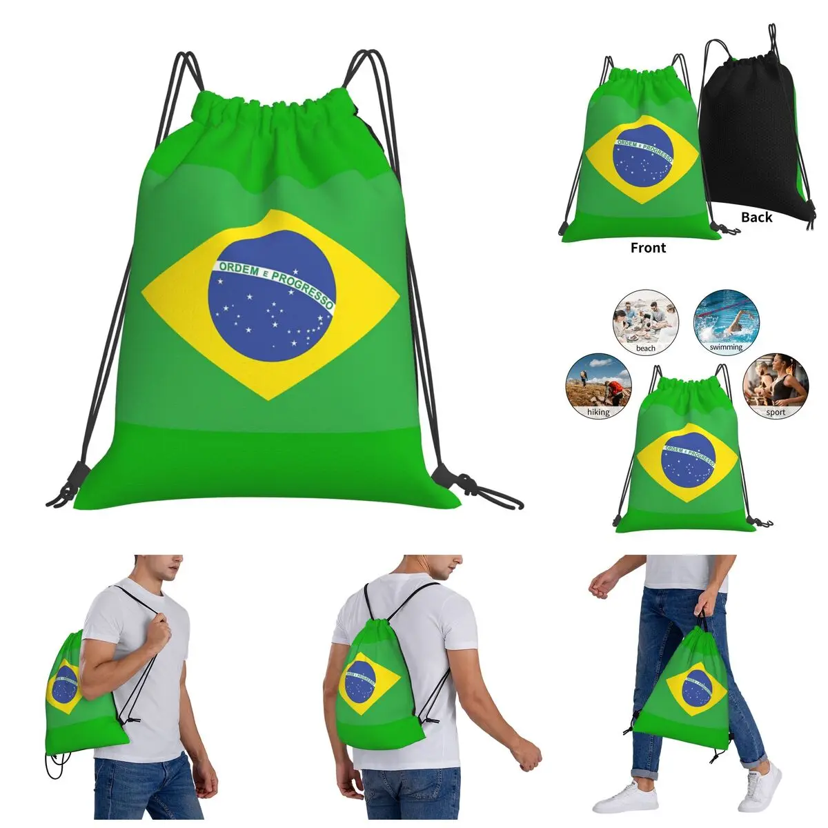 

Backpack Cool Drawstring Bags Gym Bag BRAZIL BRAZILIAN FLAG FLAG OF BRAZIL PURE & Cute Field pack
