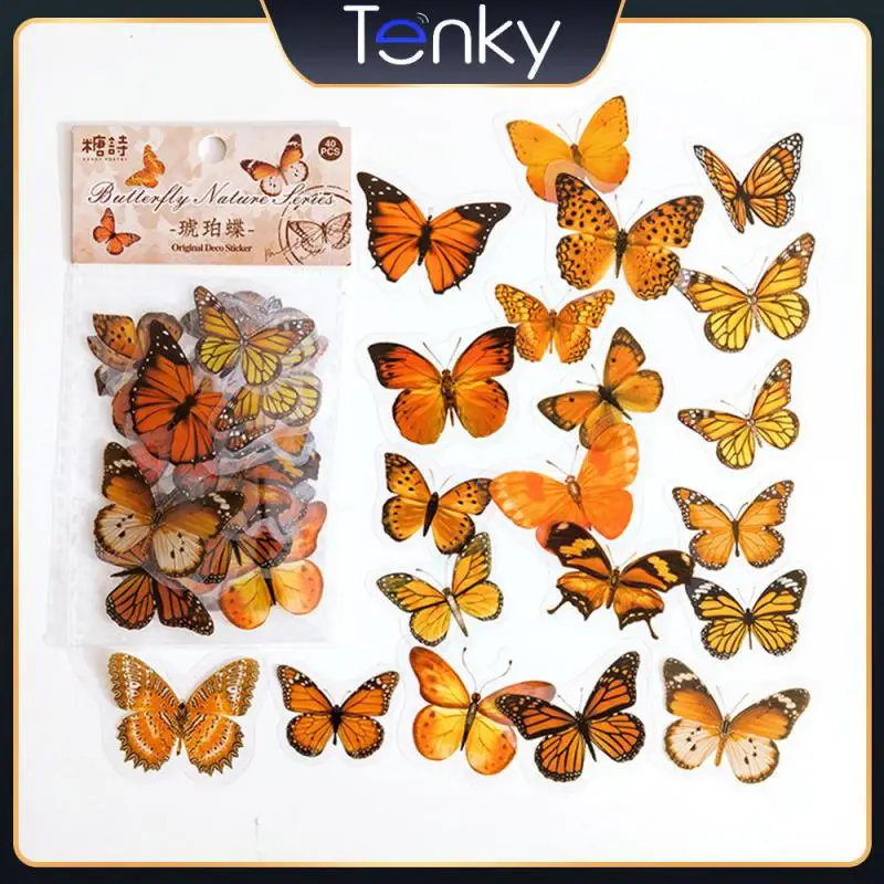 

White Butterfly Notebook Translucent White Decorate Rich Patterns Collage Notebook Stickers Blue Shadow Butterfly Vintage