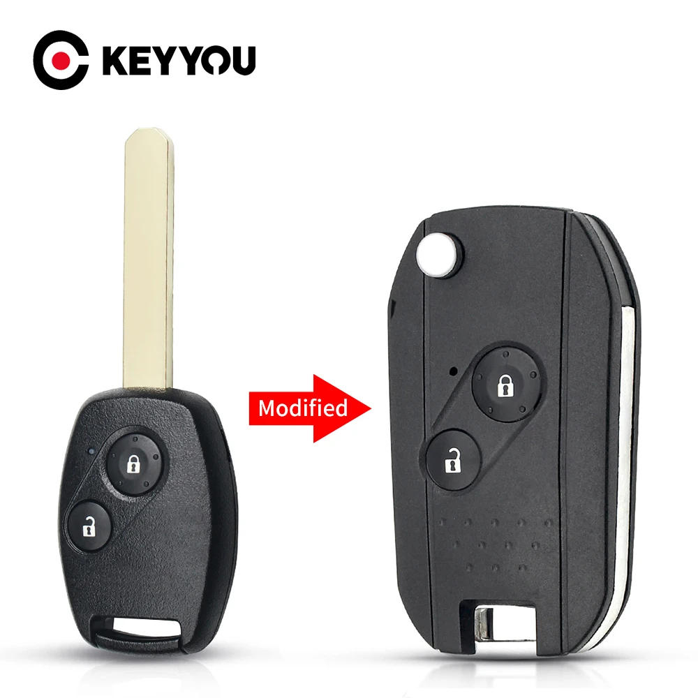 

KEYYOU 2/3/4 Buttons Replacement Car Key Remote Shell Fob Case Fit for Honda Acura Civic Accord Jazz CRV HRV Key Case Housing