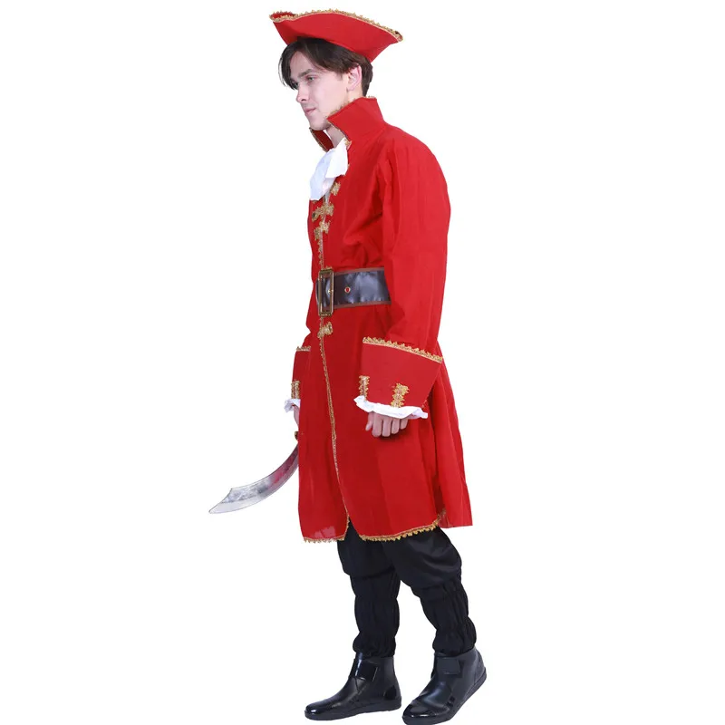 

Men Halloween Pirates Of The Caribbean Costumes Naval Officer Cosplay Carnival Purim Parade Masquerade Role Playing Party Dress