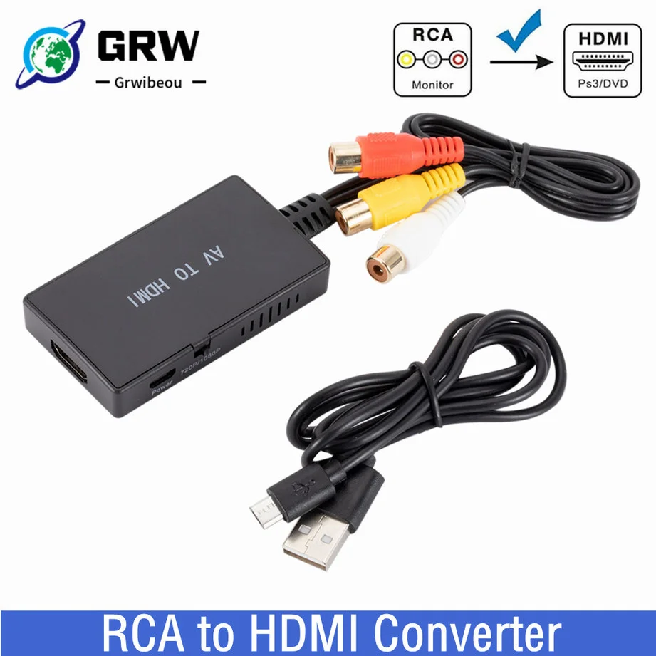 Преобразователь RCA в HDMI, композитный адаптер HDMI, поддержка HD 1080P PAL/NTSC, совместимый с PS one, PS2 PS3 STB Xbox VHS VCR DVD Преобразователь RCA в HDMI, композитный адаптер HDMI, поддержка HD 1080P PAL/NTSC, совместимый с PS one, PS2 PS3 STB Xbox VHS VCR DVD