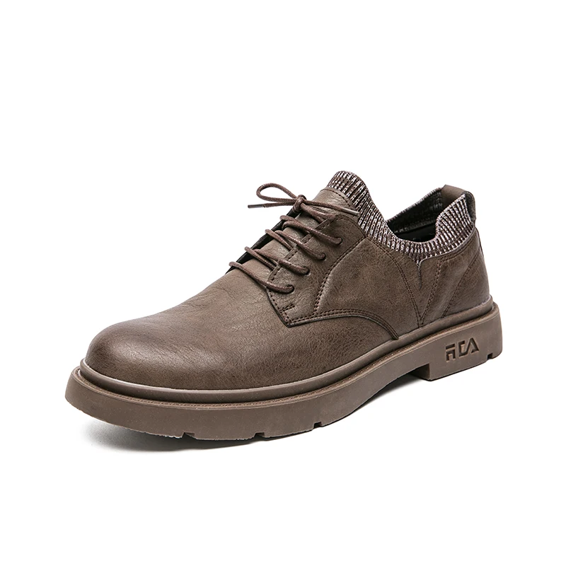 

Autumn Men's black Oxford Ankle boots High quality Handmade leather shoe outdoor casual shoes Thick Bottom Walking Mens Sneaker