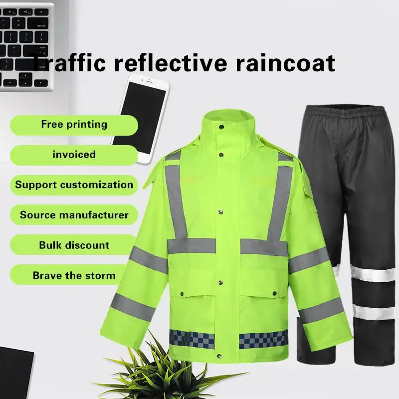 

Stay Safe and Visible in the Rain with our Adult Reflective Clothing Raincoat in Fluorescent Green