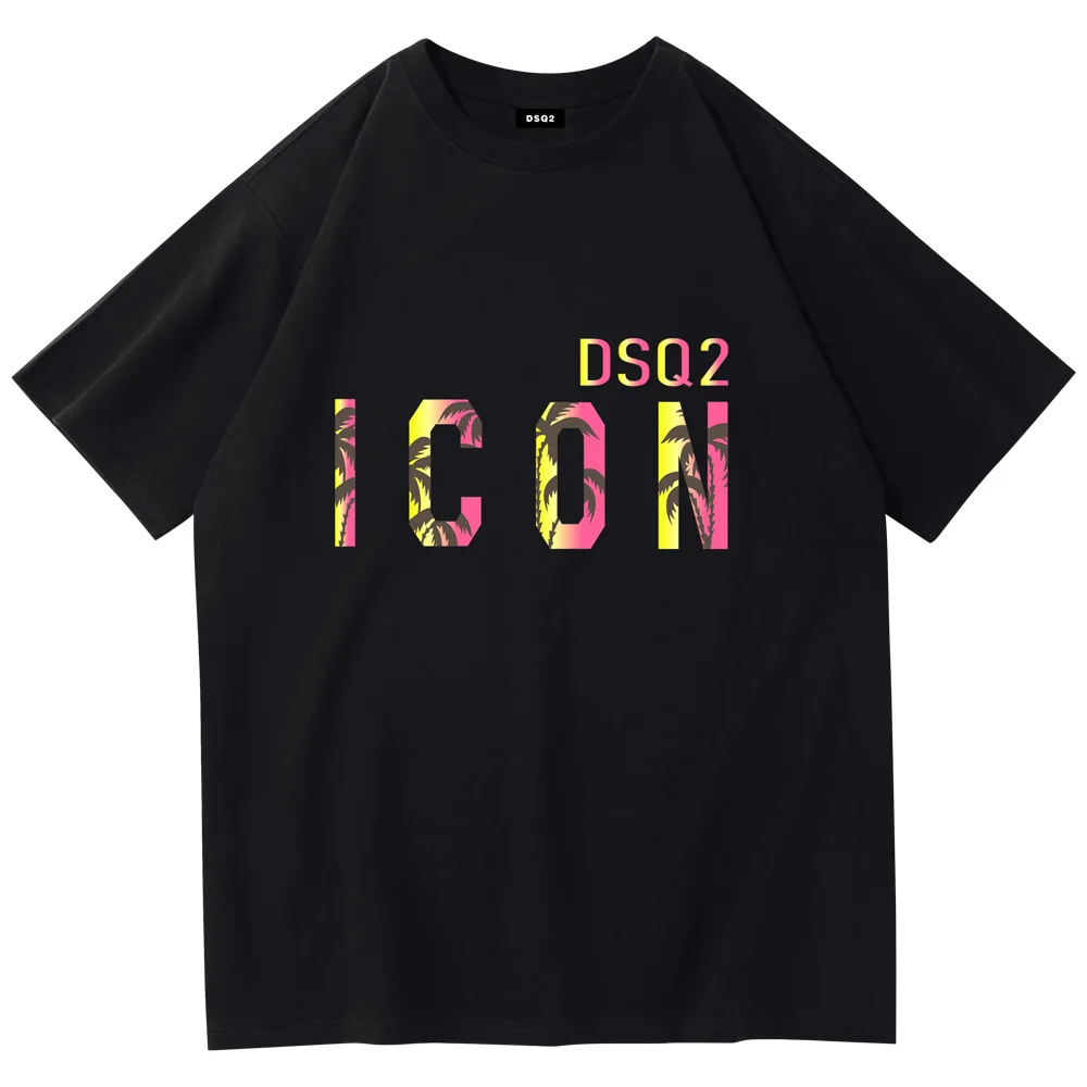 

DSQ2 Mens Summer O-Tshirt Mens Women Casual ICON Print Short Sleeve Couple T-shirt Cotton Sports T-shirt Hip Hop Tees Streetwear