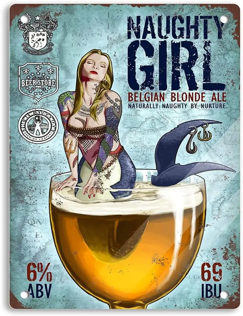 Sanstar Забавный новый жестяной знак Женщина Пиво Металлический Винтажный плакат