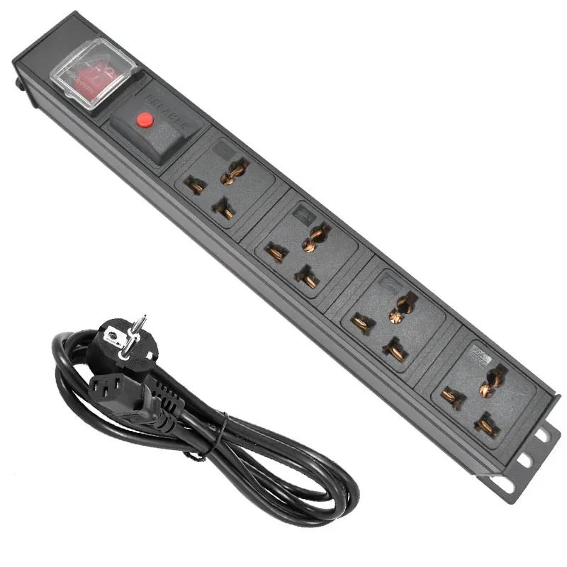 

PDU power strip 4 Unit Universal output socket Network Cabinet Rack Switch overload protection UK/US/AU/EU/ PLUG IEC-C14 port